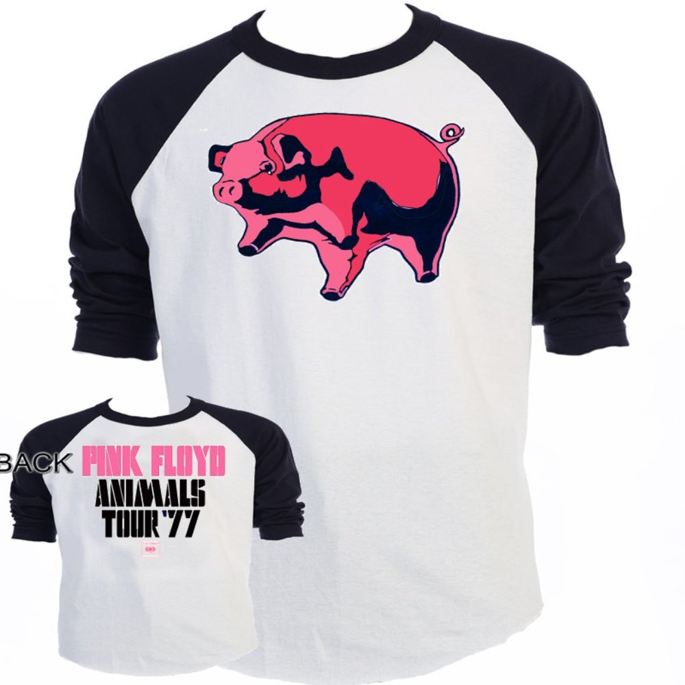 PINK FLOYD "THE ANIMALS" 2-SIDED TOUR MENS BASEBALL T-SHIRT T-29